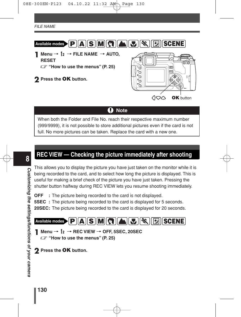 Olympus EVOLT E-300 User Manual | Page 130 / 212