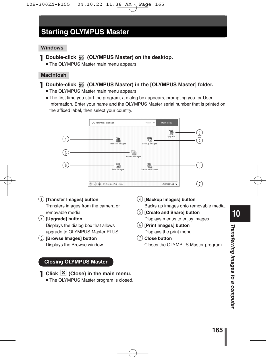 Starting olympus master | Olympus EVOLT E-300 User Manual | Page 165 / 212