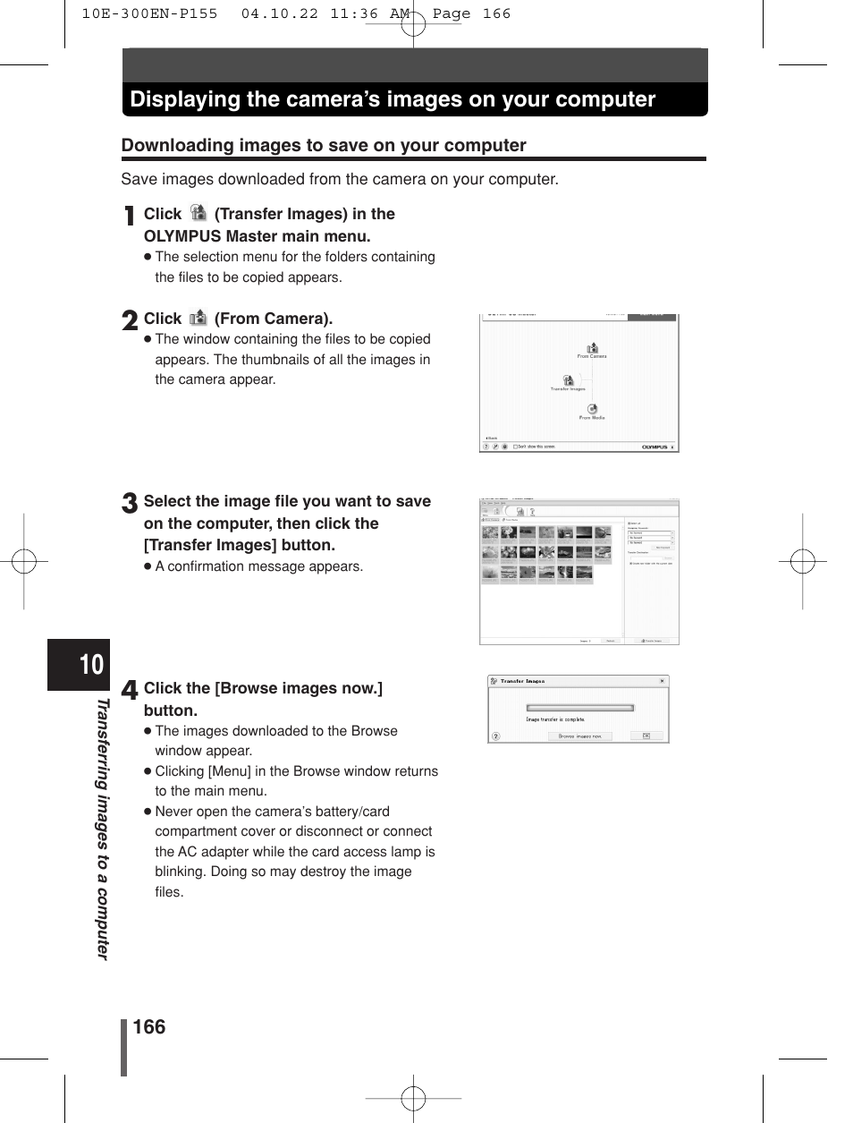 Displaying the camera’s images on your computer | Olympus EVOLT E-300 User Manual | Page 166 / 212