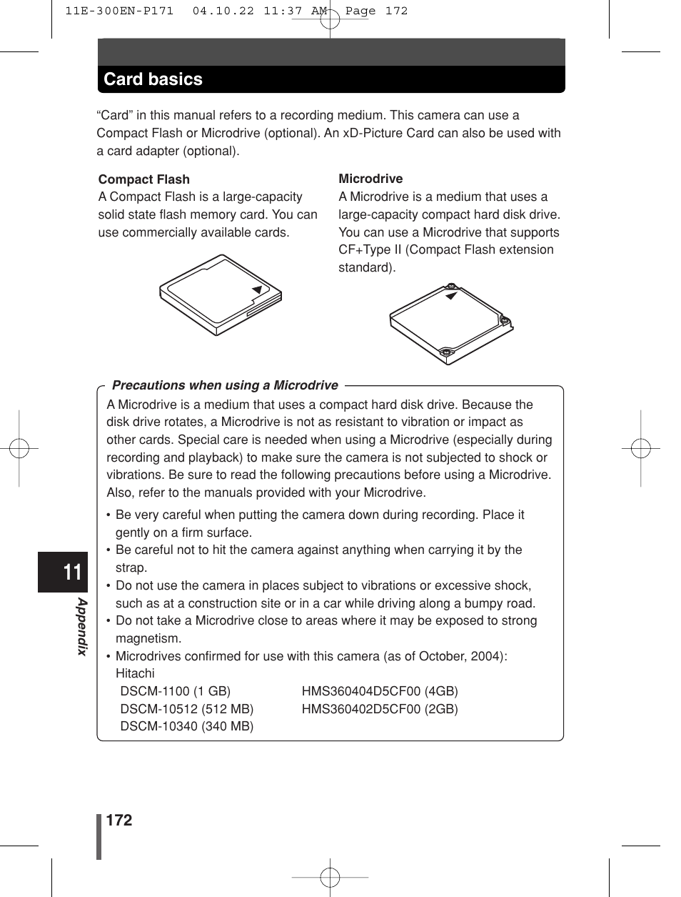 Card basics | Olympus EVOLT E-300 User Manual | Page 172 / 212