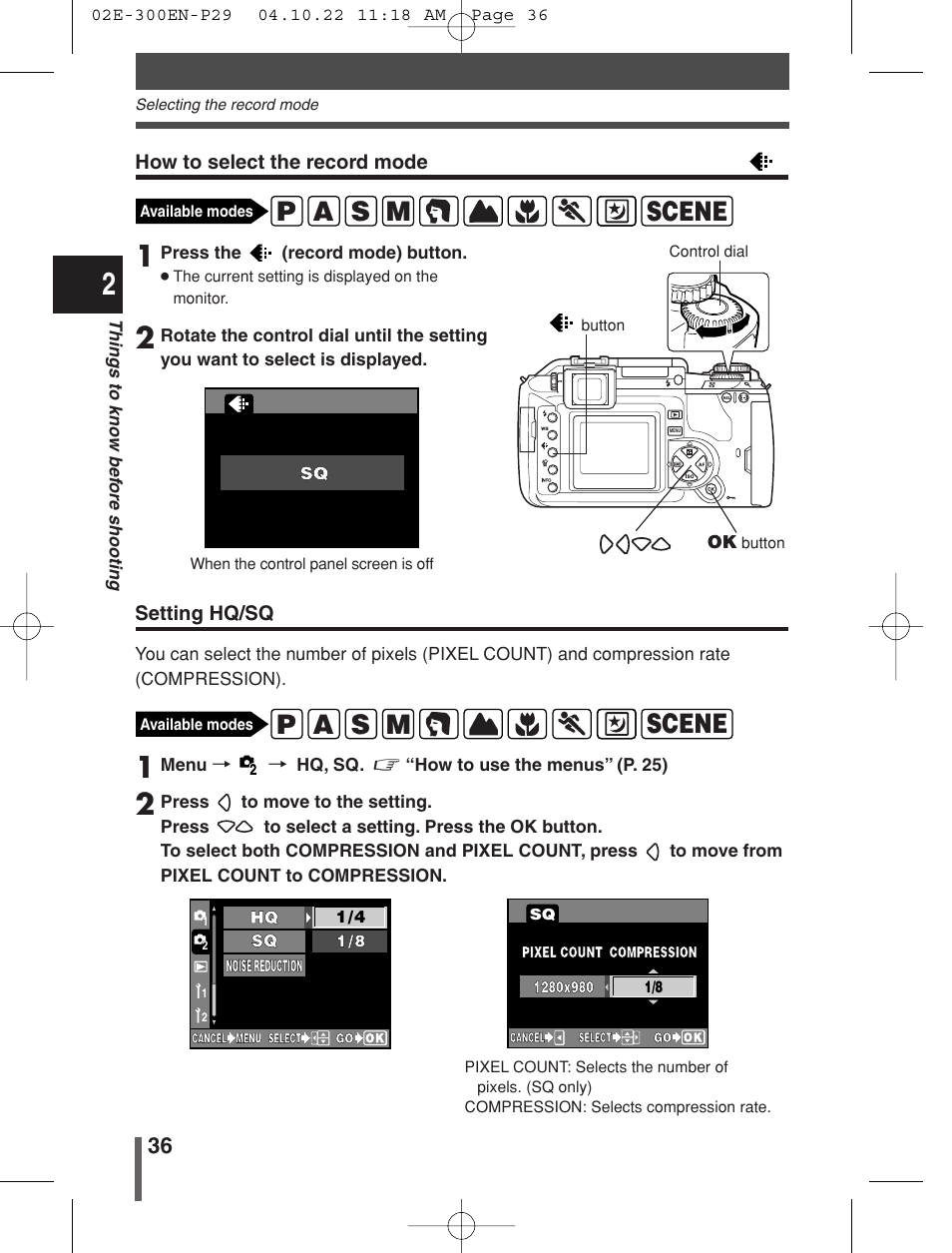 Olympus EVOLT E-300 User Manual | Page 36 / 212