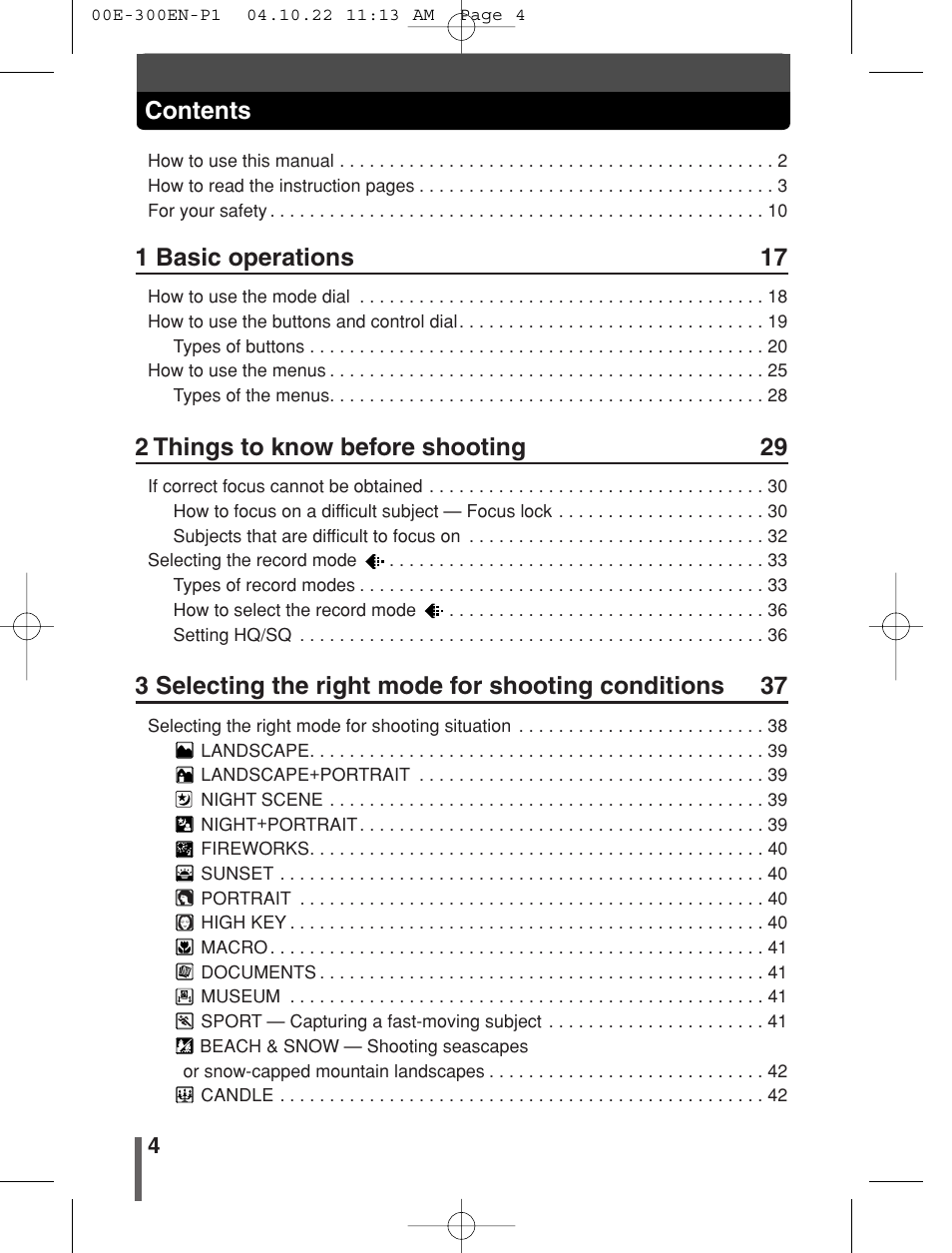 Olympus EVOLT E-300 User Manual | Page 4 / 212