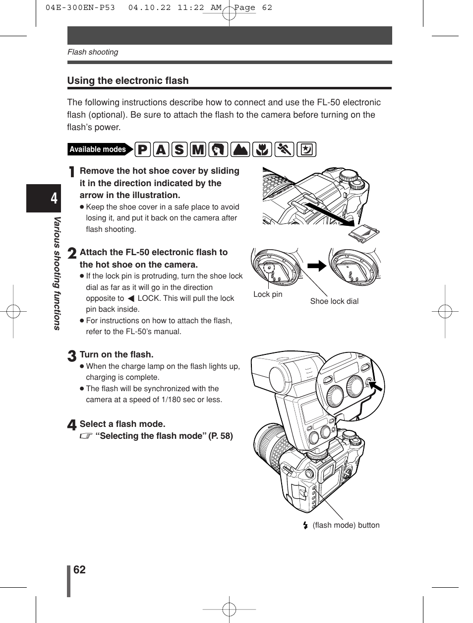 P a s m | Olympus EVOLT E-300 User Manual | Page 62 / 212