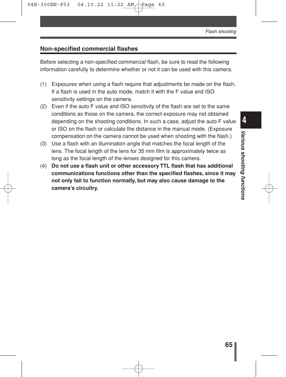 Olympus EVOLT E-300 User Manual | Page 65 / 212