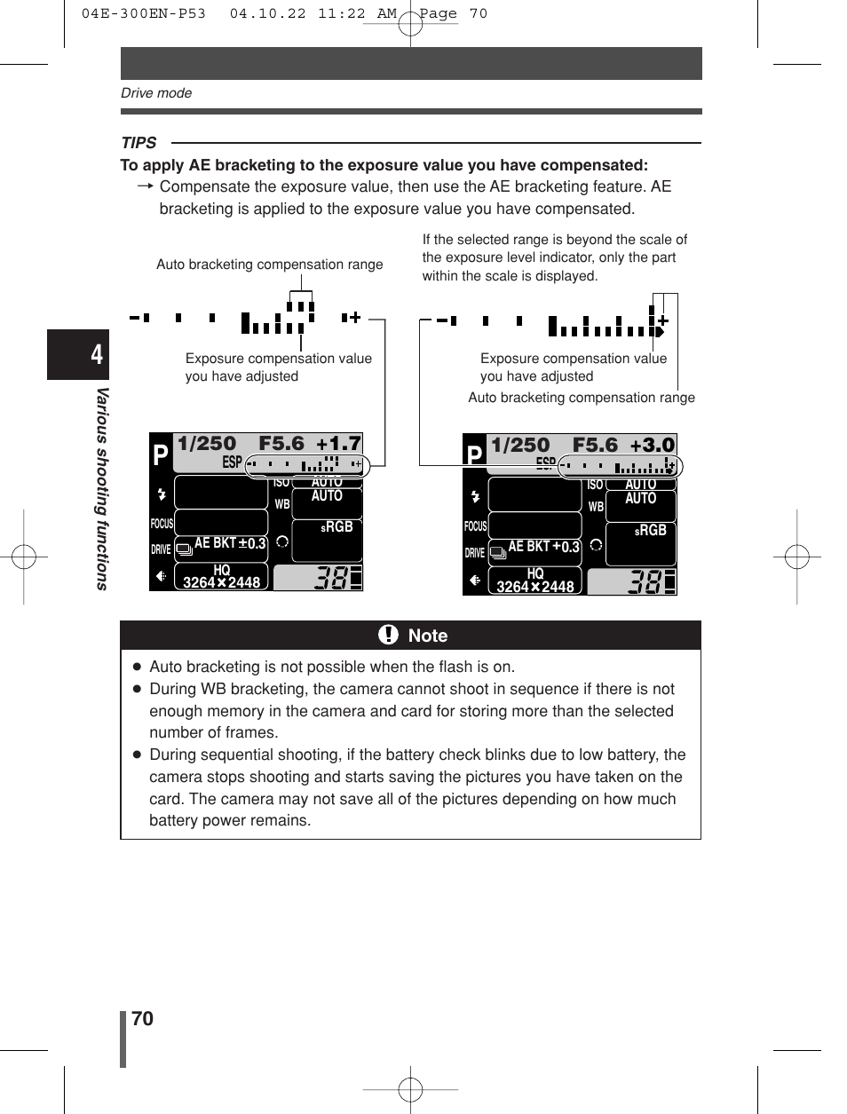 Olympus EVOLT E-300 User Manual | Page 70 / 212