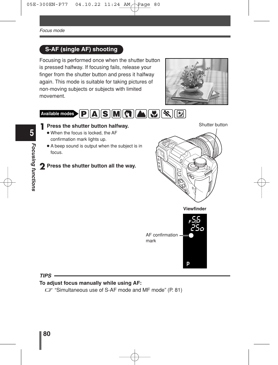P a s m | Olympus EVOLT E-300 User Manual | Page 80 / 212