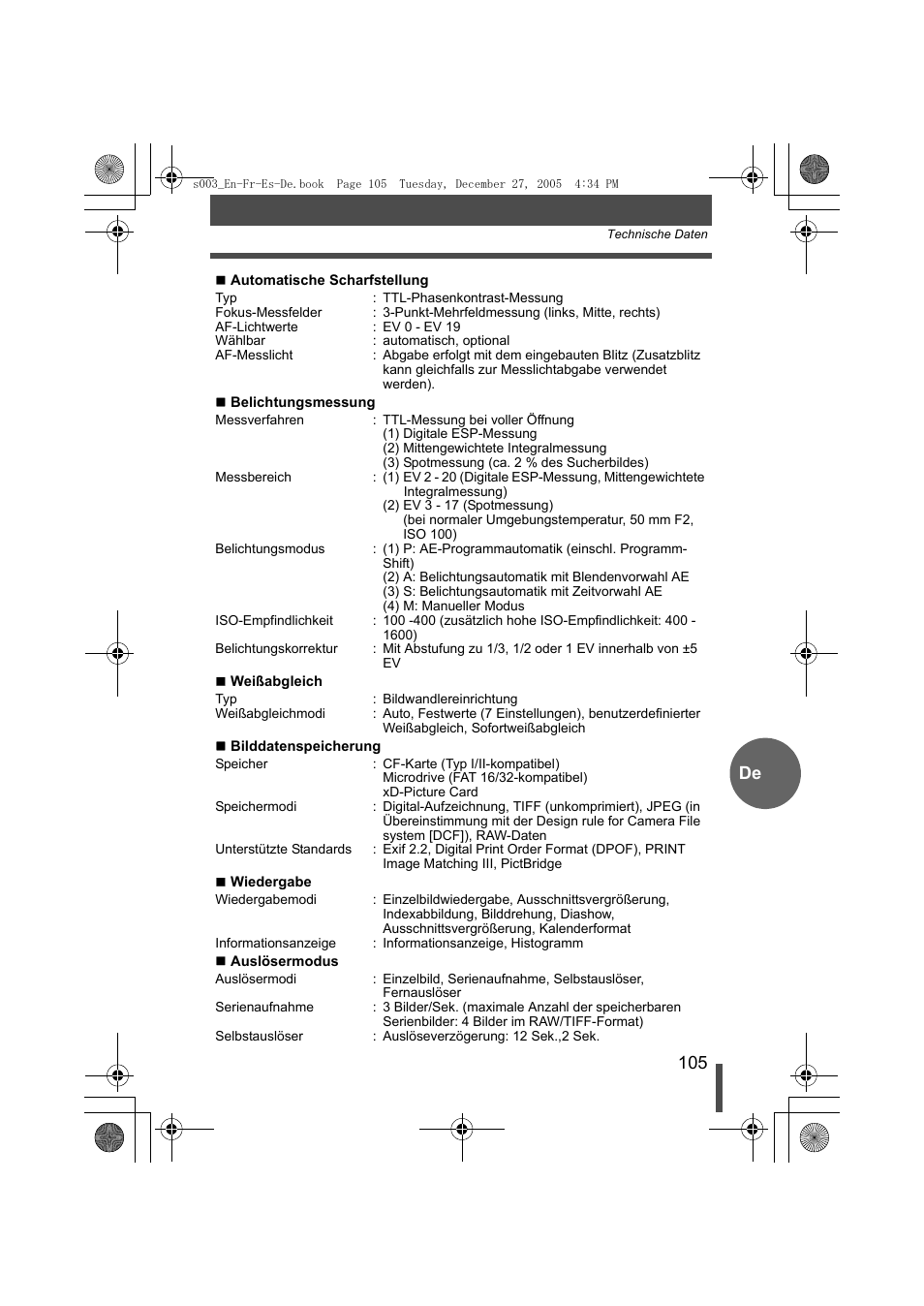 Olympus EVOLT E-330 User Manual | Page 105 / 116