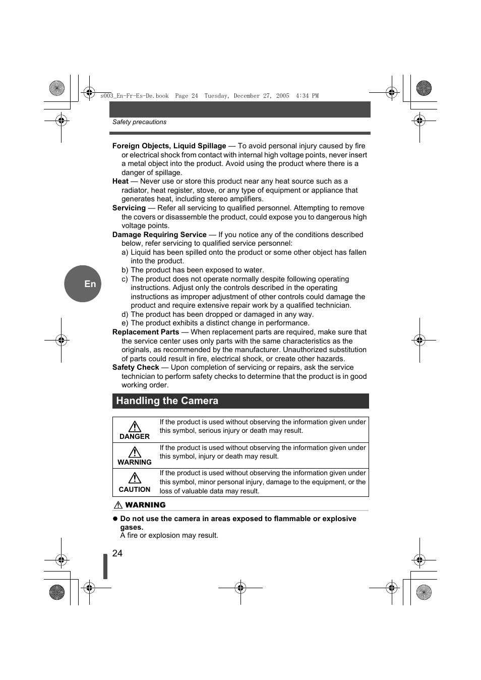 Handling the camera | Olympus EVOLT E-330 User Manual | Page 24 / 116