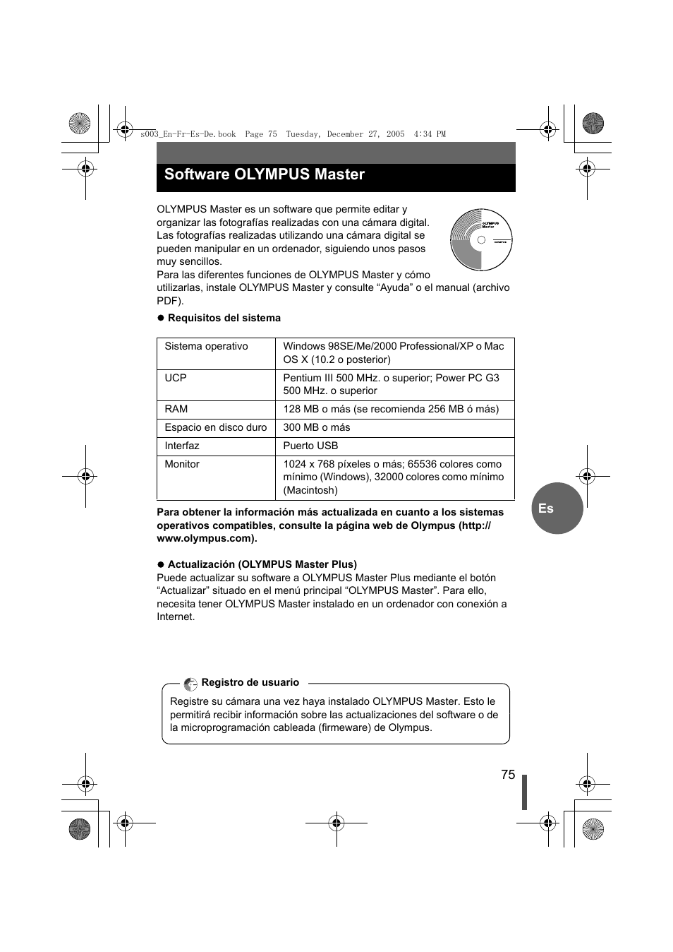 Software olympus master, Soft ware olympus master | Olympus EVOLT E-330 User Manual | Page 75 / 116