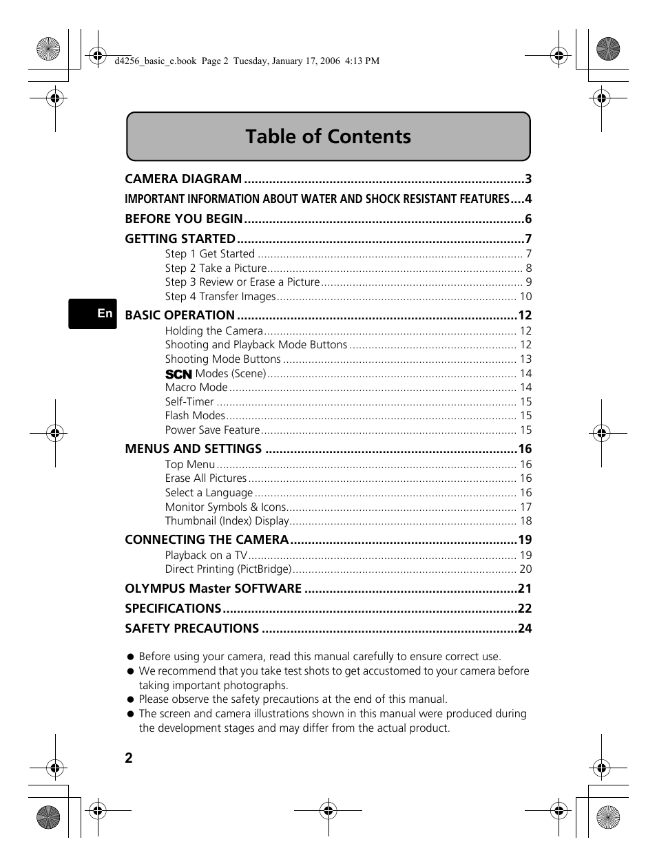 Olympus Stylus 720 SW User Manual | Page 2 / 84
