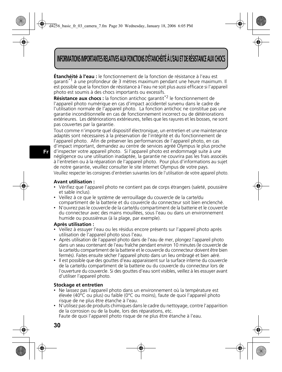 Olympus Stylus 720 SW User Manual | Page 30 / 84