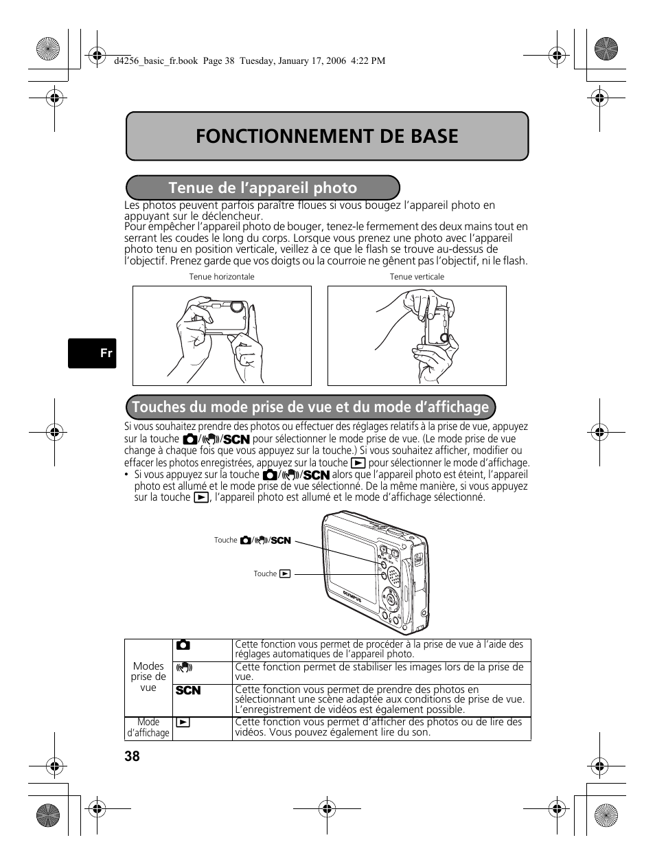 Fonctionnement de base | Olympus Stylus 720 SW User Manual | Page 38 / 84