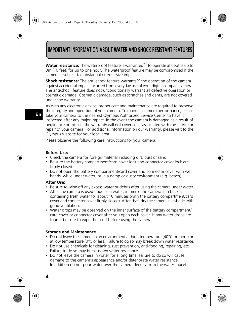 Olympus Stylus 720 SW User Manual | Page 4 / 84
