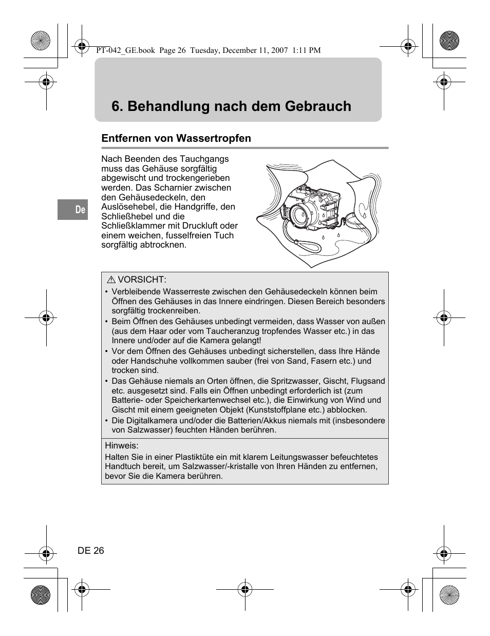 Behandlung nach dem gebrauch | Olympus PT-042 User Manual | Page 140 / 268