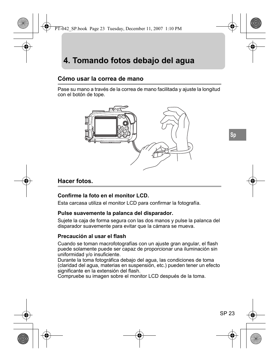 Tomando fotos debajo del agua | Olympus PT-042 User Manual | Page 175 / 268