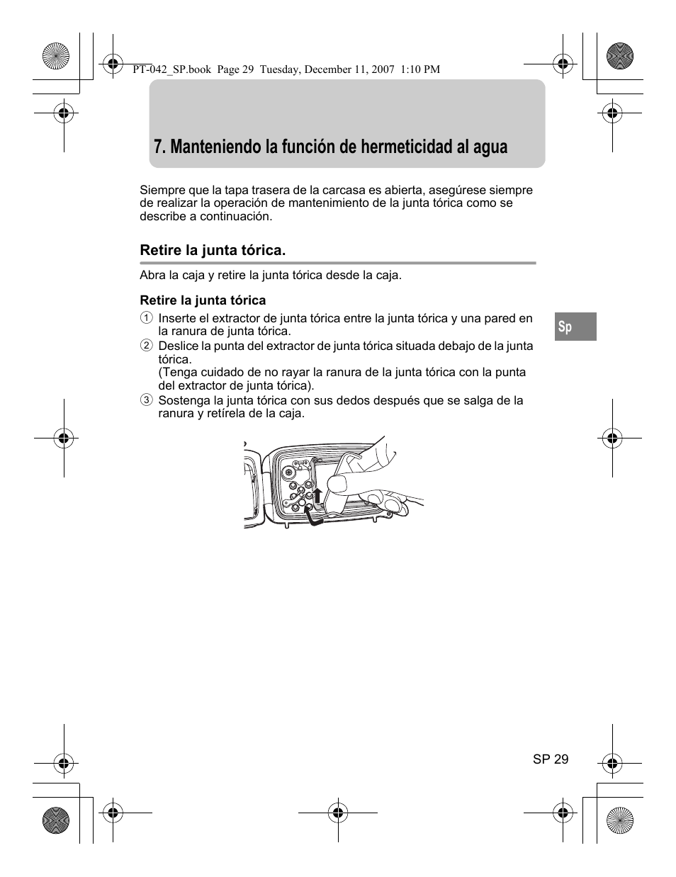 Manteniendo la función de hermeticidad al agua | Olympus PT-042 User Manual | Page 181 / 268