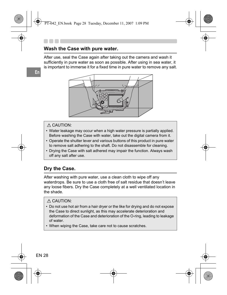 Wash the case with pure water | Olympus PT-042 User Manual | Page 66 / 268