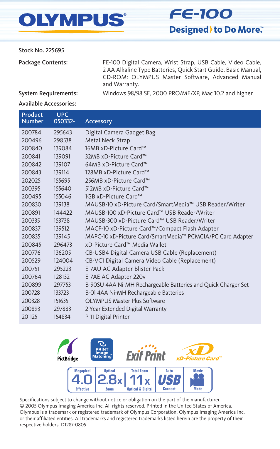 Olympus FE-100 User Manual | Page 2 / 2