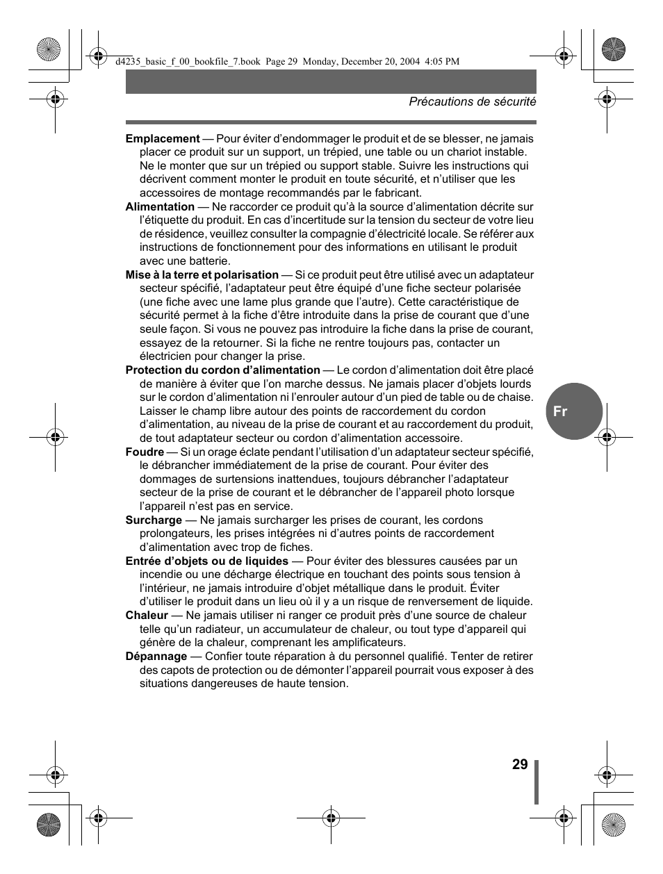 29 fr | Olympus D-595 Zoom User Manual | Page 29 / 100