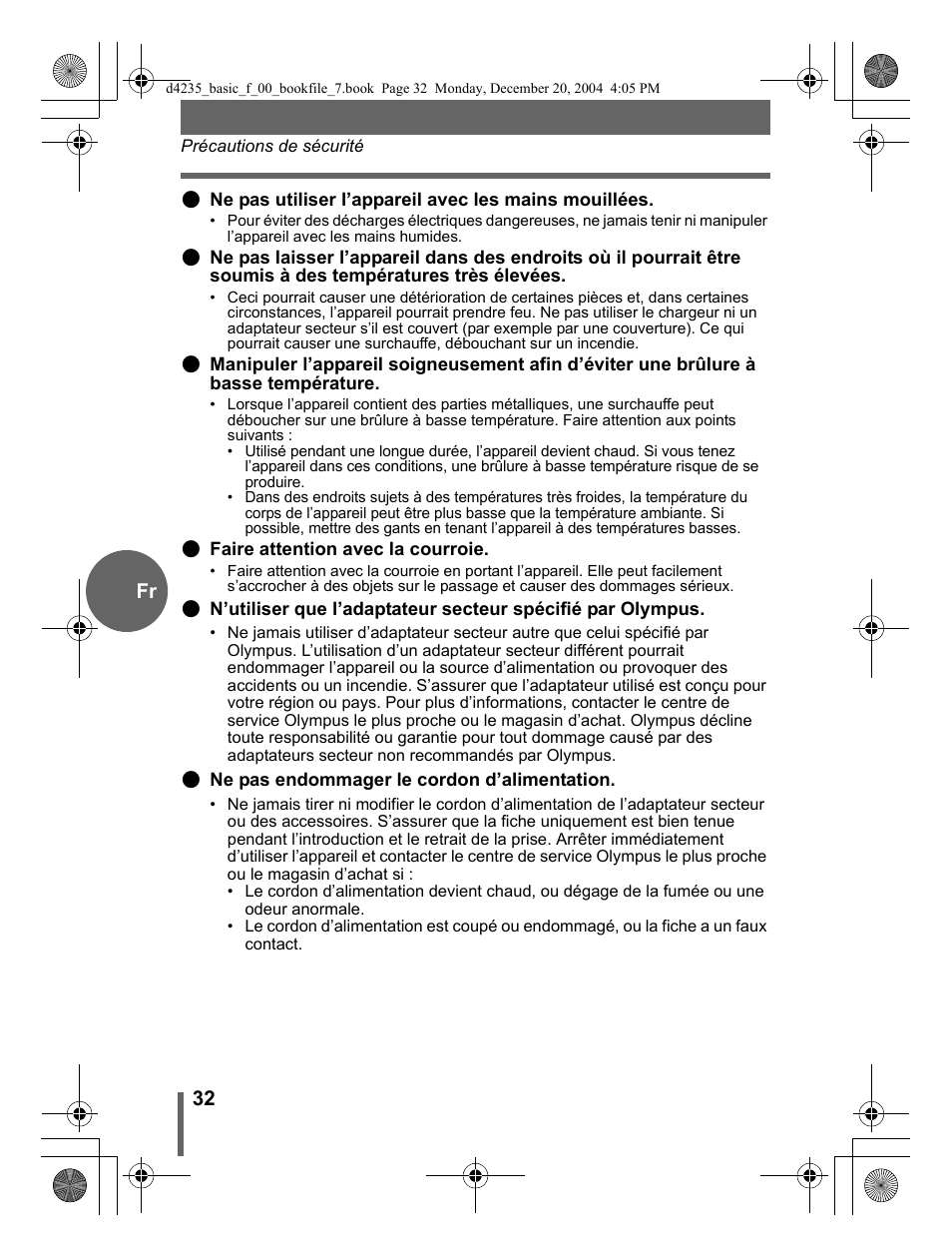 32 fr | Olympus D-595 Zoom User Manual | Page 32 / 100