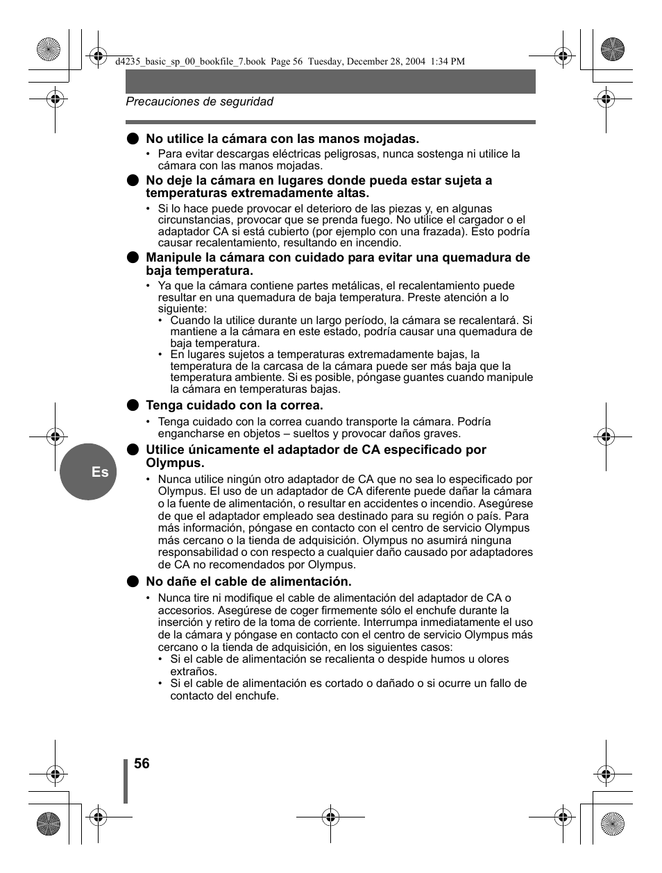 56 es | Olympus D-595 Zoom User Manual | Page 56 / 100
