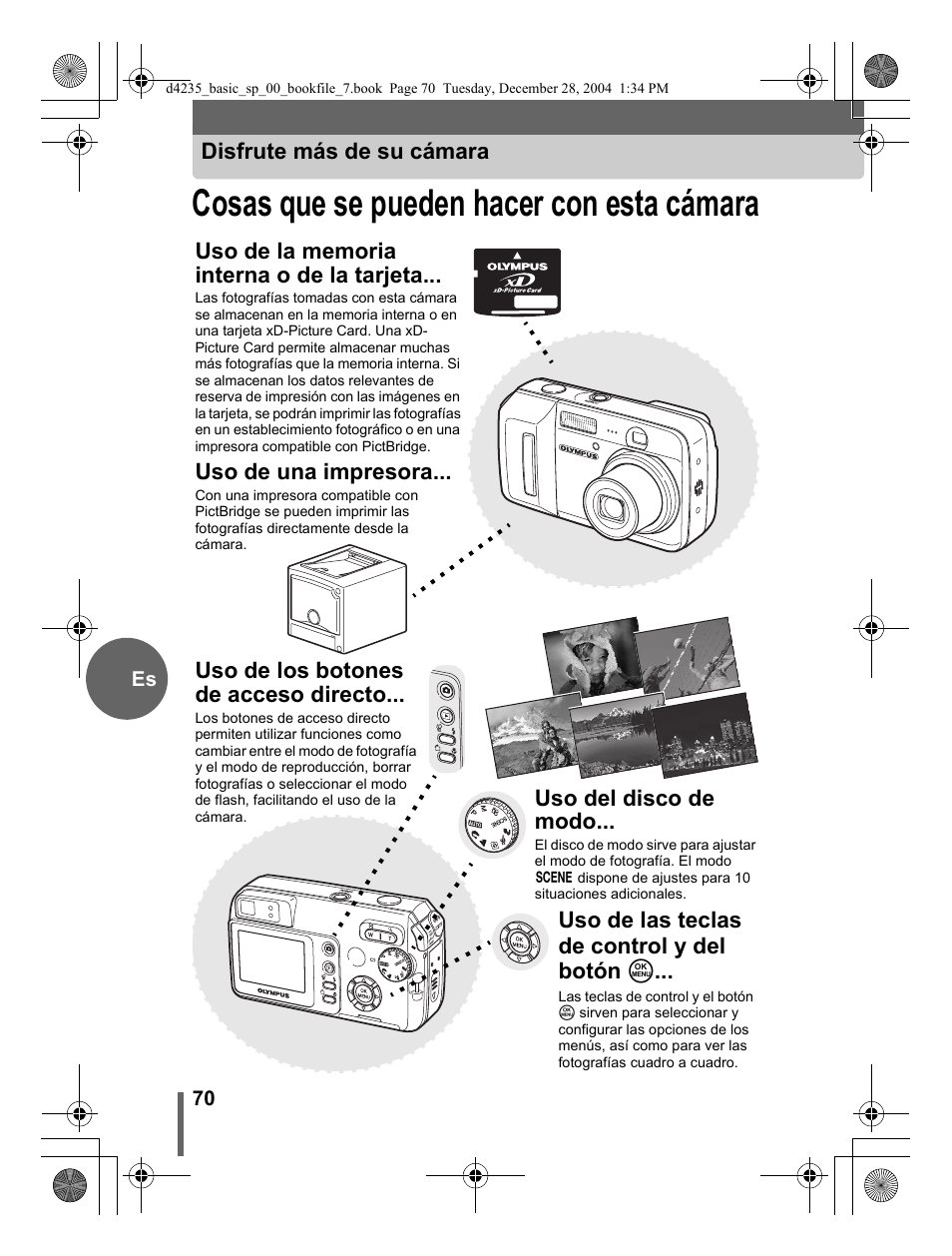 Cosas que se pueden hacer con esta cámara | Olympus D-595 Zoom User Manual | Page 70 / 100