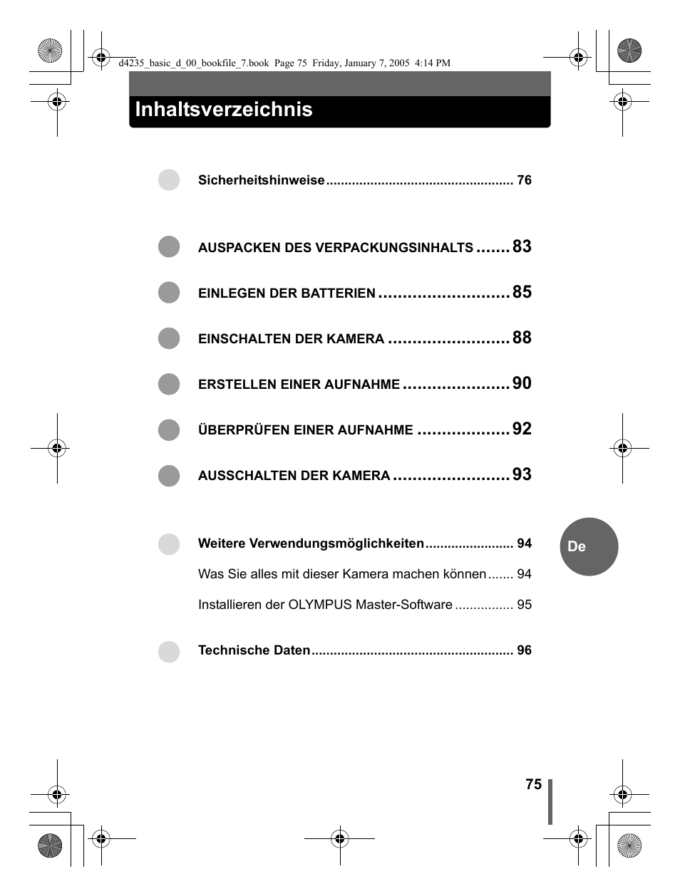 Olympus D-595 Zoom User Manual | Page 75 / 100