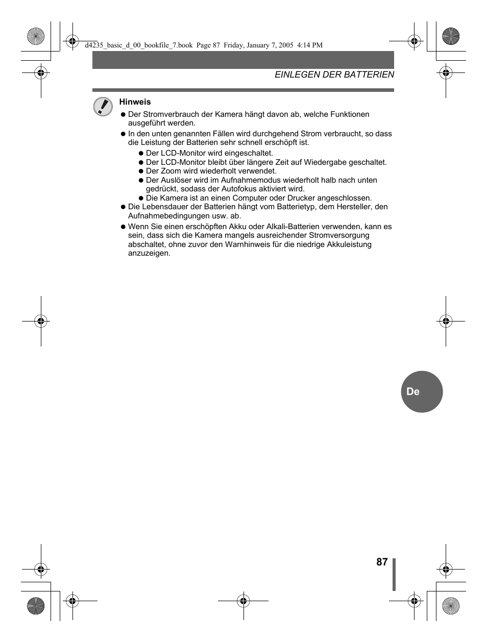 87 de | Olympus D-595 Zoom User Manual | Page 87 / 100