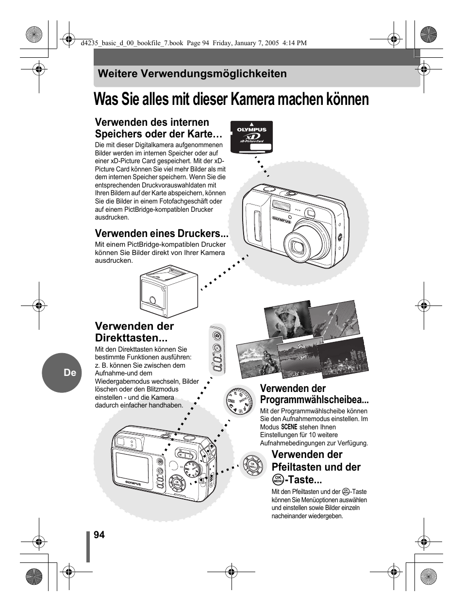 Was sie alles mit dieser kamera machen können | Olympus D-595 Zoom User Manual | Page 94 / 100