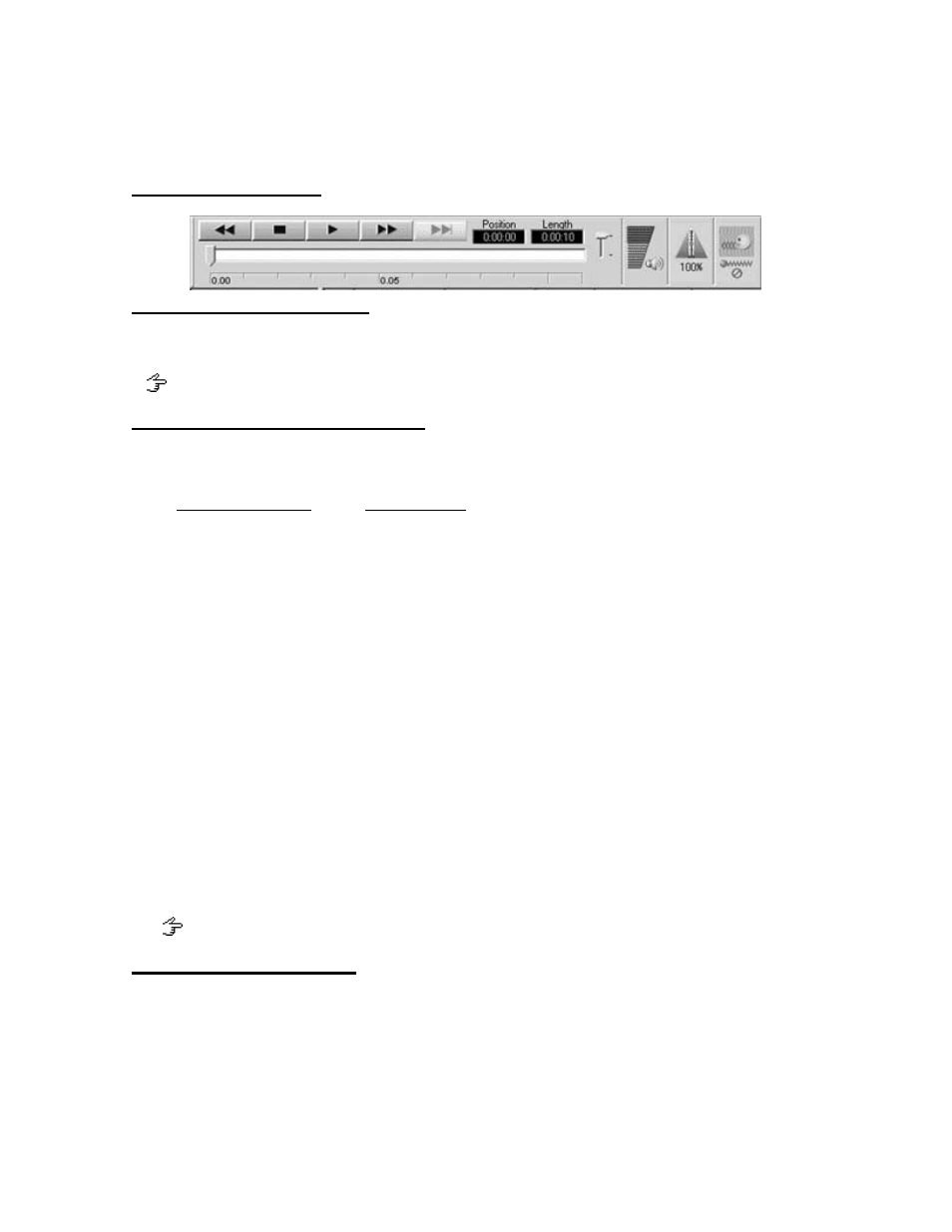 Playback control bar, A play bar and position control, Time axis and time axis control slider | Playback position and length | Olympus DS-3000 User Manual | Page 28 / 53