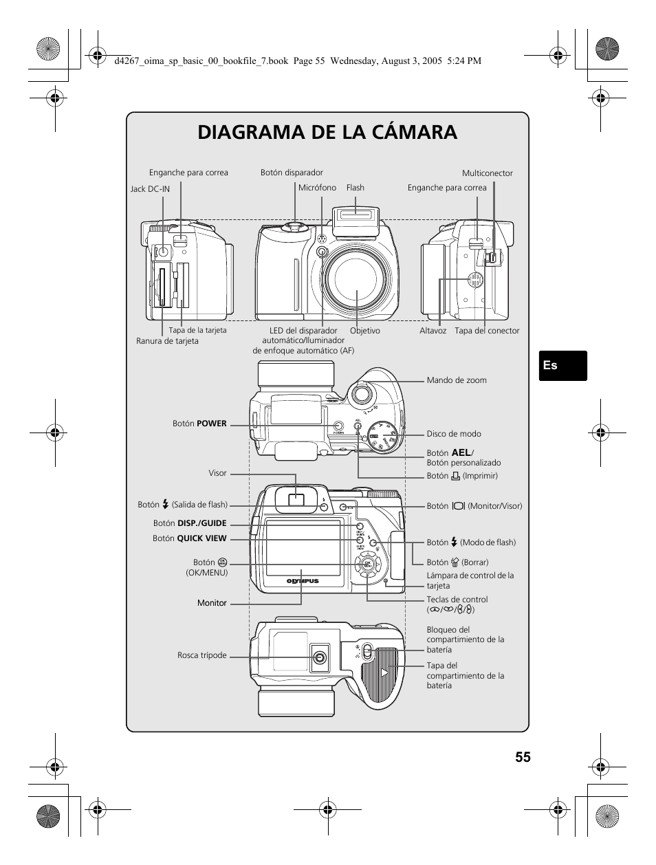 Diagrama de la cámara | Olympus SP-500 UZ User Manual | Page 55 / 84