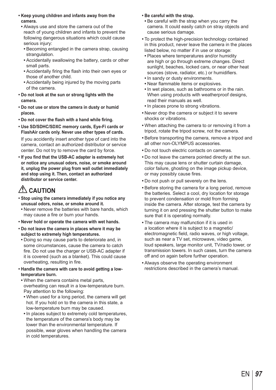 97 en, Caution | Olympus SP-100 User Manual | Page 97 / 109