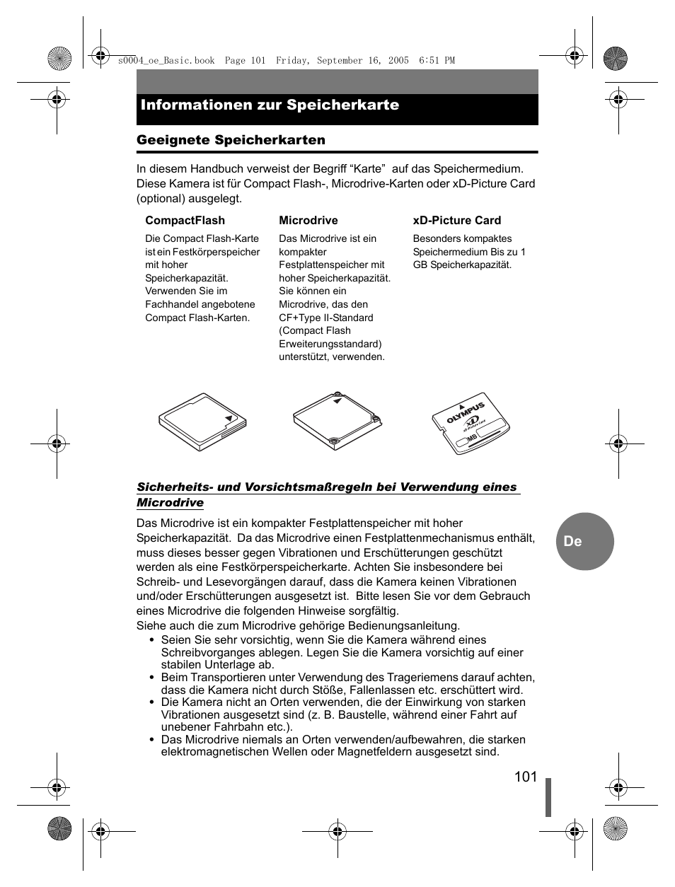 101 de informationen zur speicherkarte | Olympus EVOLT E-500 User Manual | Page 101 / 116