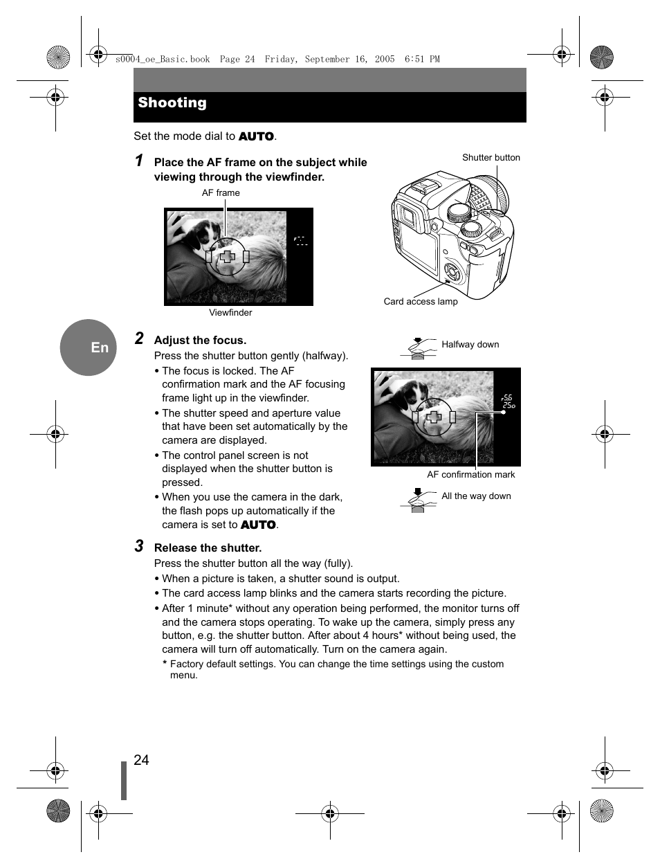 Shooting, 24 en shooting | Olympus EVOLT E-500 User Manual | Page 24 / 116
