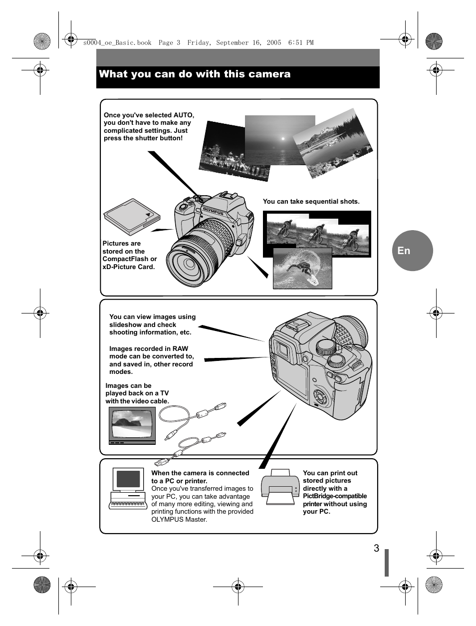3en what you can do with this camera | Olympus EVOLT E-500 User Manual | Page 3 / 116