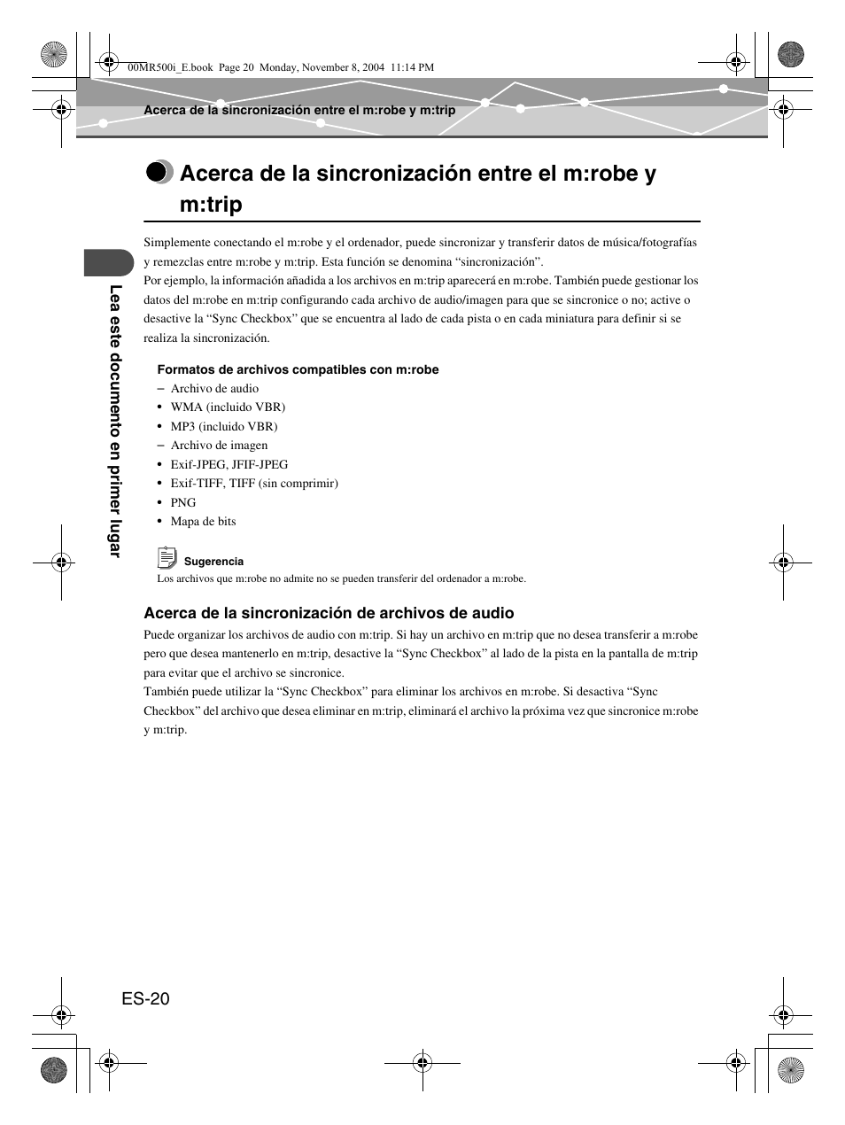 Es-20 | Olympus mrobe 500 User Manual | Page 104 / 132