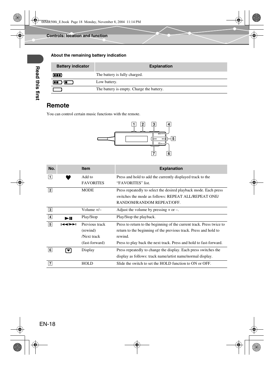 Remote, En-18 | Olympus mrobe 500 User Manual | Page 18 / 132