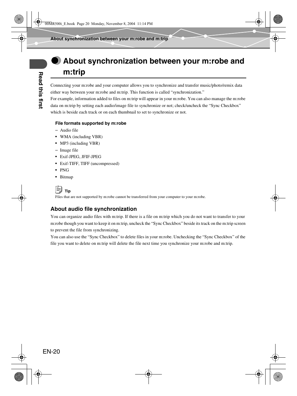 En-20 | Olympus mrobe 500 User Manual | Page 20 / 132