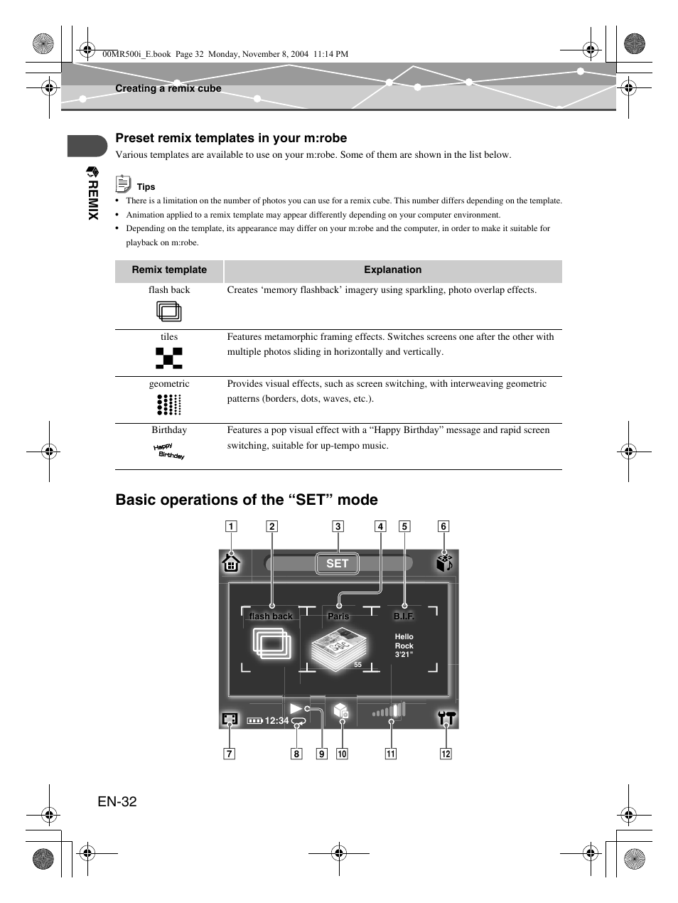 Basic operations of the “set” mode, En-32 | Olympus mrobe 500 User Manual | Page 32 / 132