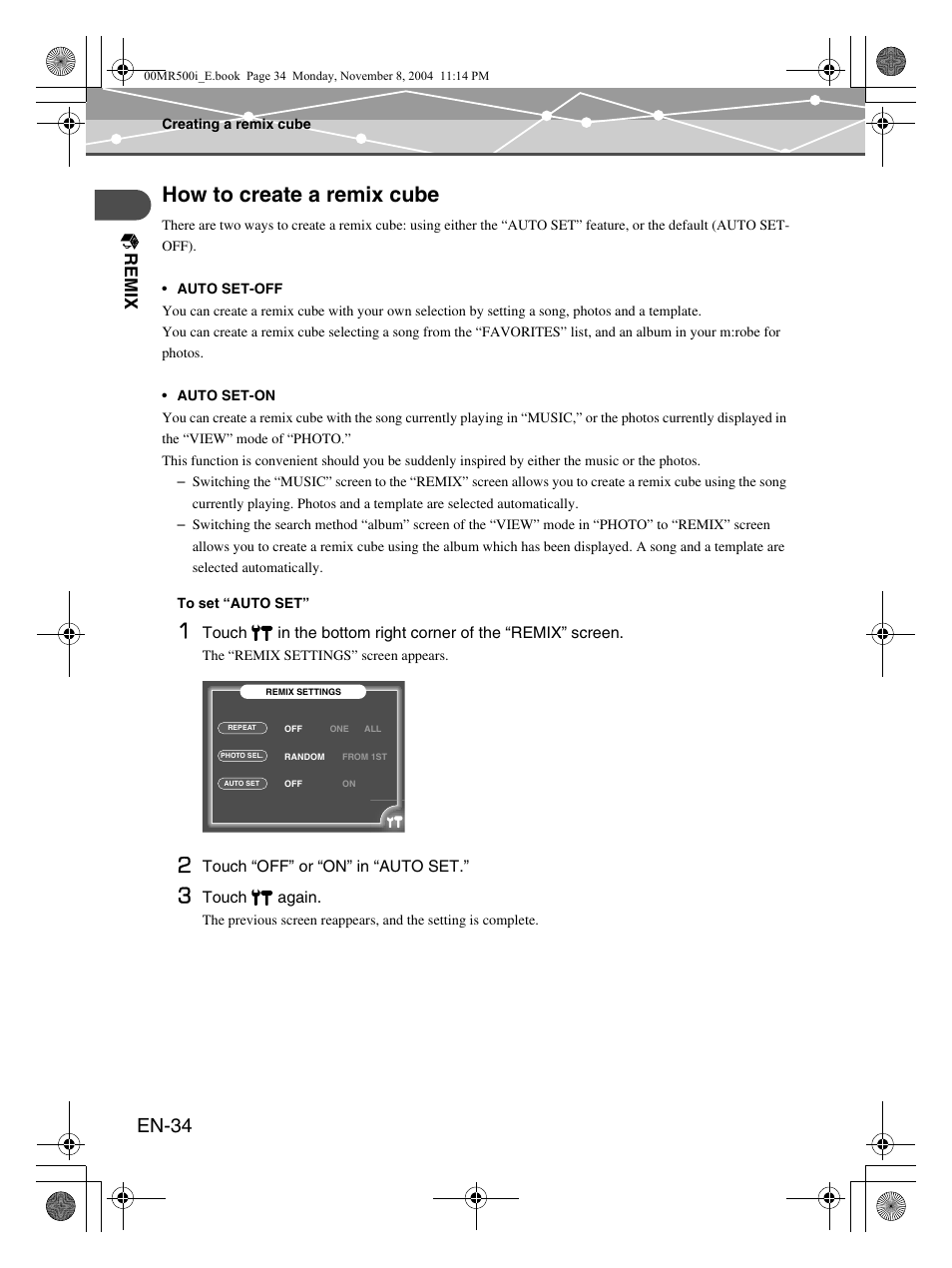 How to create a remix cube, En-34 | Olympus mrobe 500 User Manual | Page 34 / 132