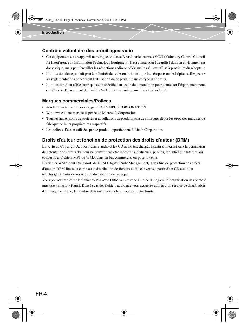 Fr-4 | Olympus mrobe 500 User Manual | Page 46 / 132