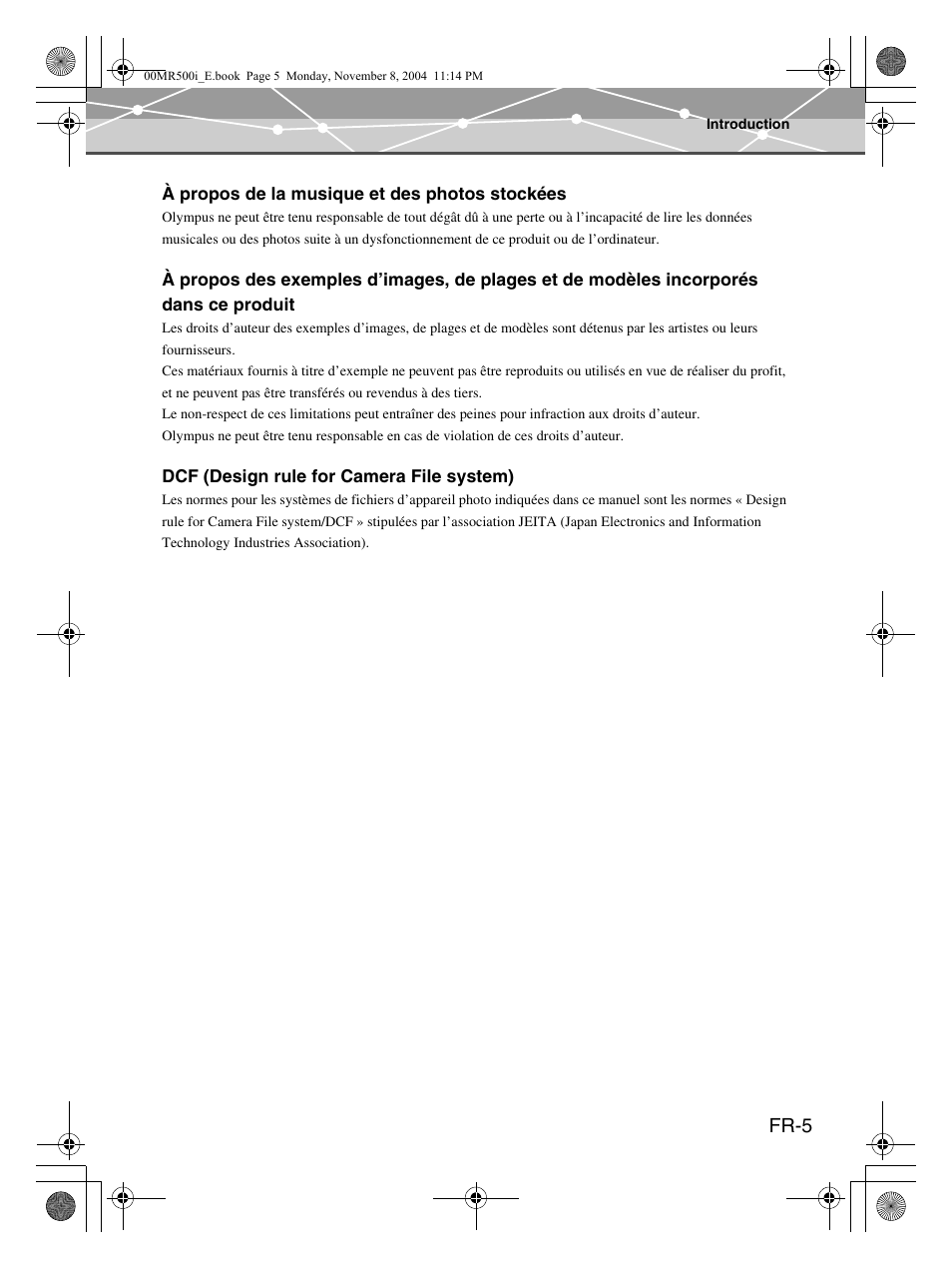 Fr-5 | Olympus mrobe 500 User Manual | Page 47 / 132