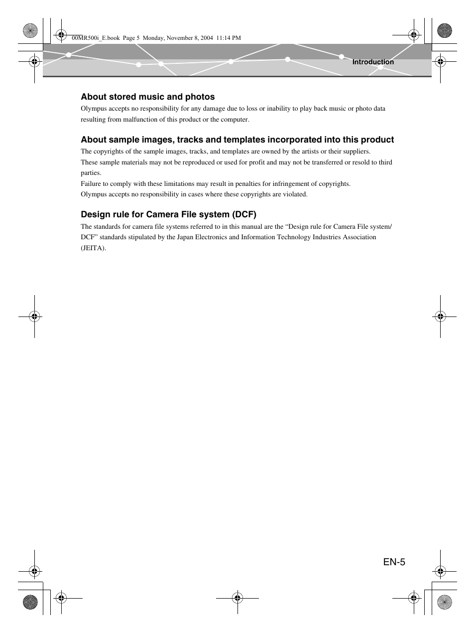 En-5 | Olympus mrobe 500 User Manual | Page 5 / 132