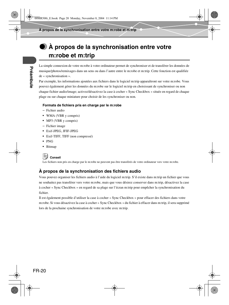 Fr-20 | Olympus mrobe 500 User Manual | Page 62 / 132