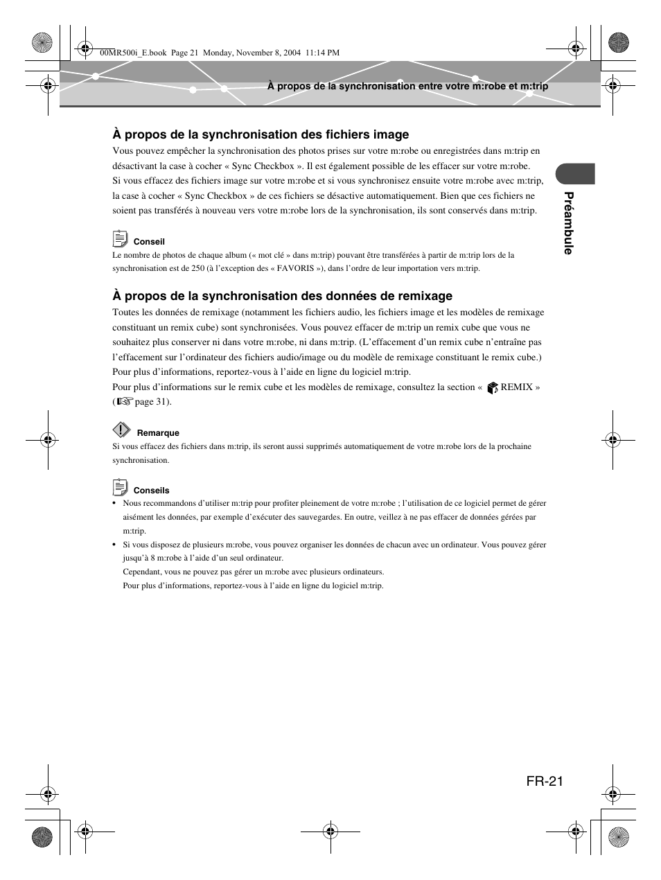 Fr-21 | Olympus mrobe 500 User Manual | Page 63 / 132