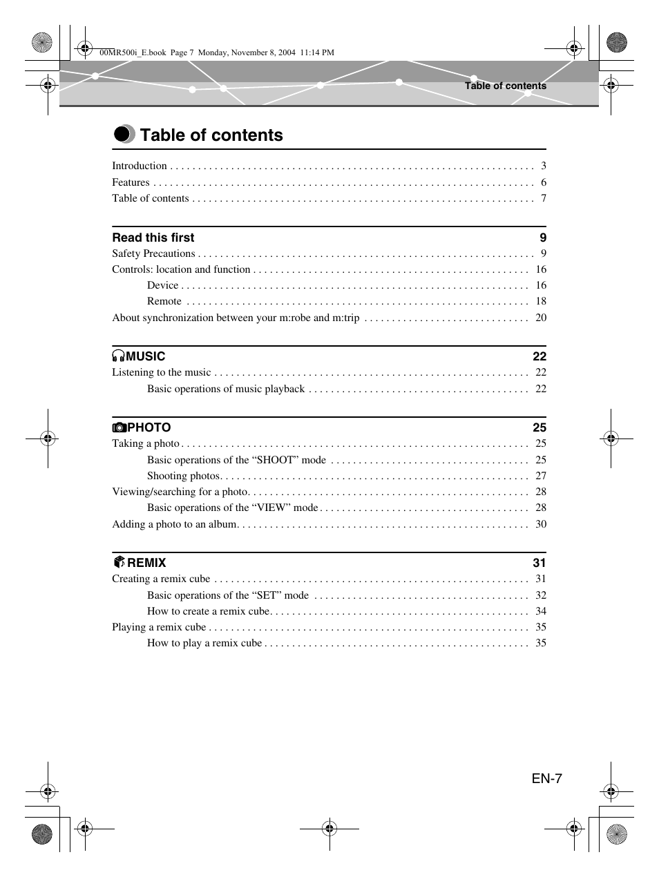 Olympus mrobe 500 User Manual | Page 7 / 132