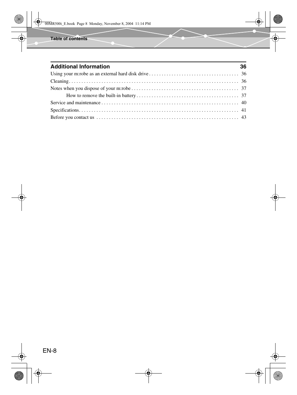 Olympus mrobe 500 User Manual | Page 8 / 132