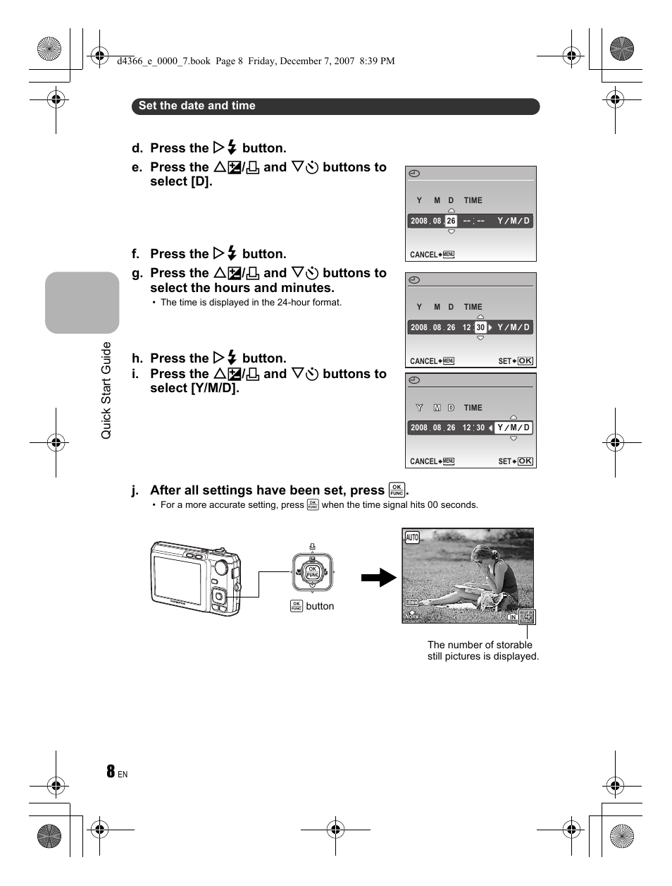 Quick start guide | Olympus FE-330 User Manual | Page 8 / 68