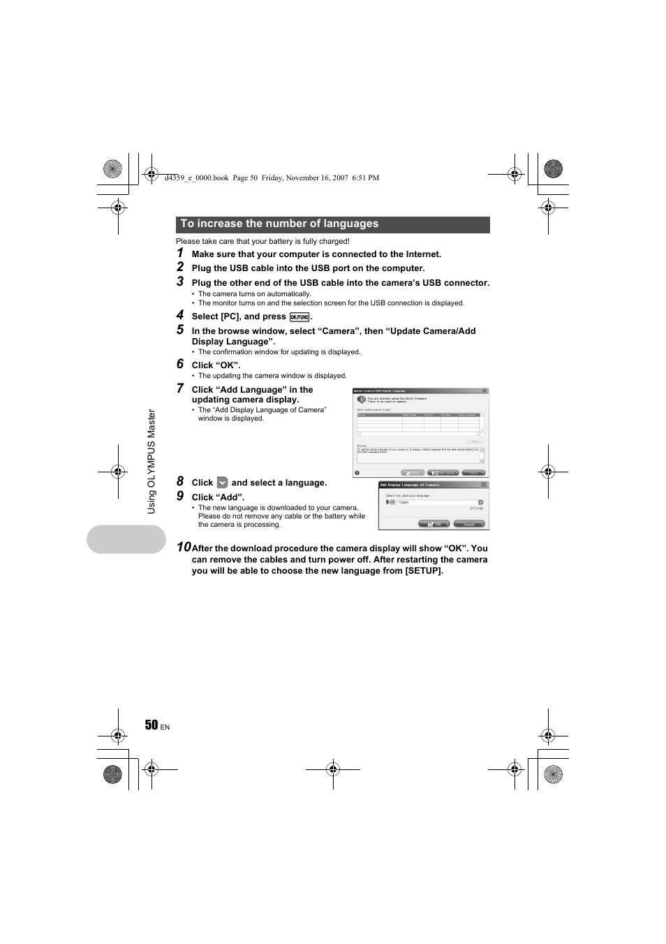 Olympus STYLUS 840 User Manual | Page 50 / 84