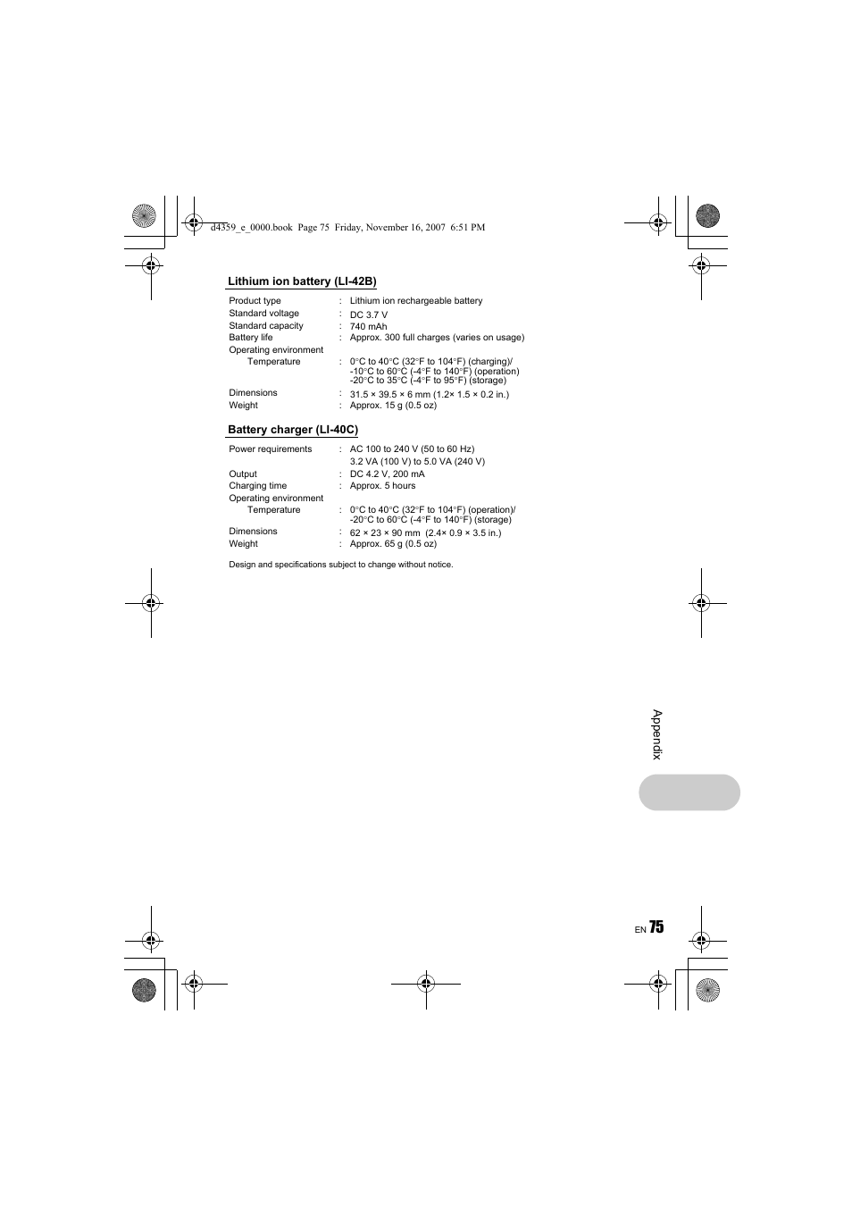 Olympus STYLUS 840 User Manual | Page 75 / 84